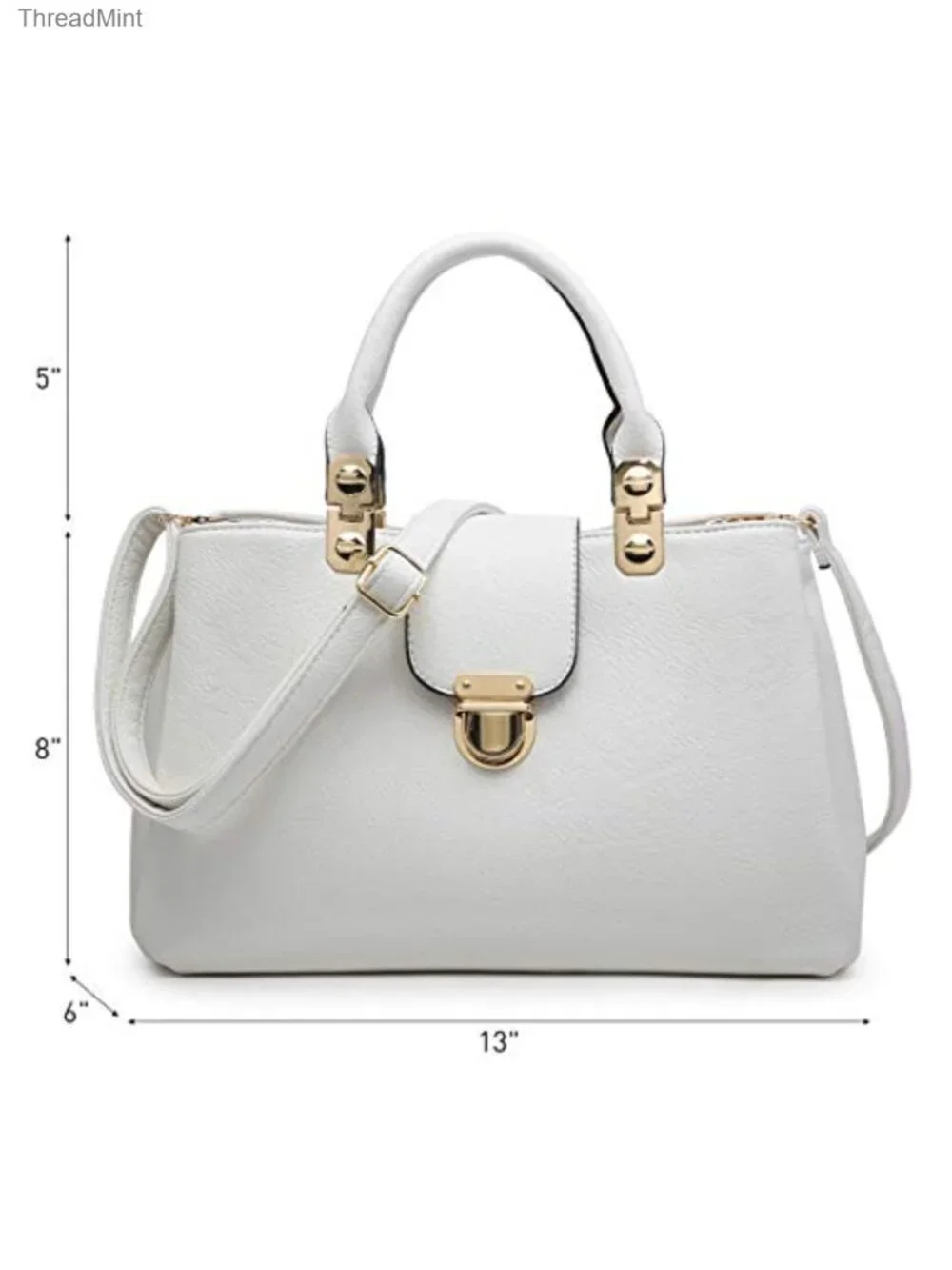 Vegan Leather Satchel Handbag Medium Tote Top Handle Purse Detachable Strap